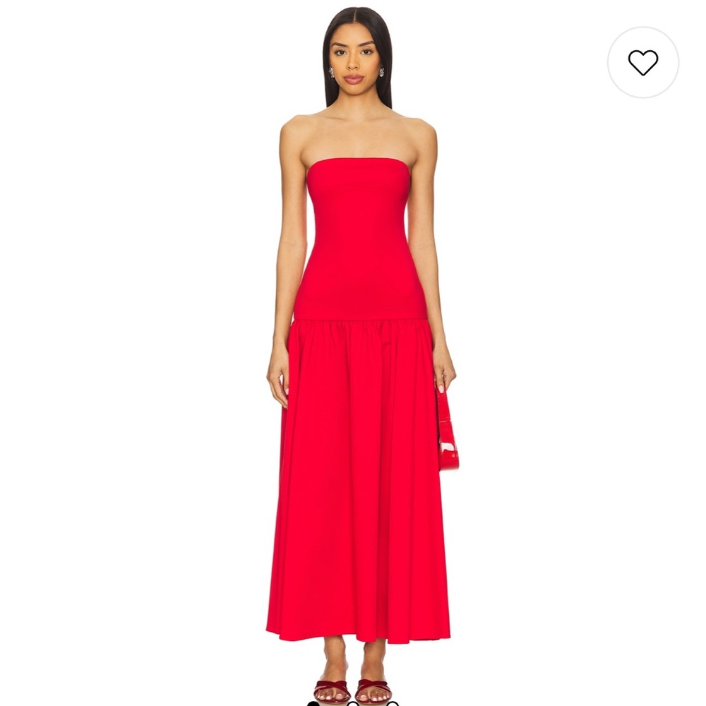 Alice + Olivia Vibrant Red Strapless Dropwaist Dress